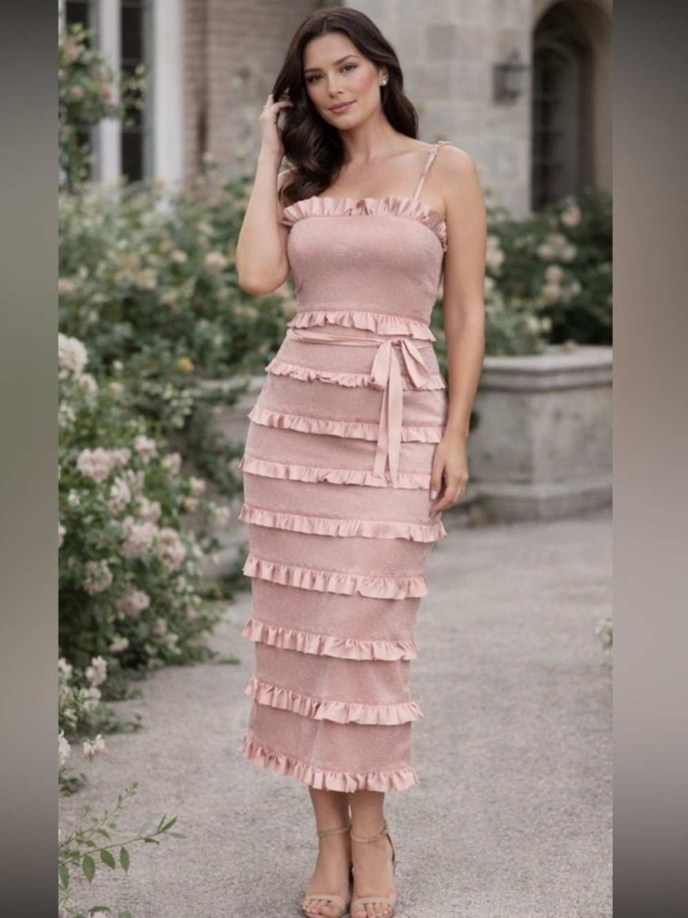 NWT V. Chapman Lily MIDI Dress in Dusty Rose Sz 12
